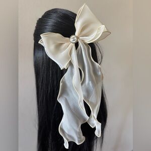 Chanel Button & White Chiffon Bow